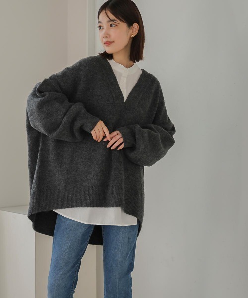 Bou Jeloud（ブージュルード）の「【WEB限定】カフタンカラーニットプルオーバー（ニット/セーター・レディース・チャコールグレー/モカ/カーキ/グレー・FREE）」の16枚目の写真