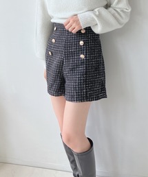 AS KNOW AS plus | キラボタン ツイード ハイウエストショートパンツ　セットアップ可能(その他パンツ)