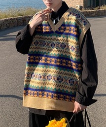 SEN TOKYO | ノルディック柄ルーズVネックセーターベスト(ベスト)