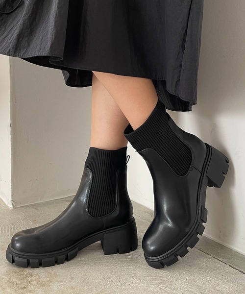 210nouve（トゥージュヌーブ）の「トラックソールソックスブーツ（ブーツ・レディース・ベージュ/ブラック・39/36/38/37）」の14枚目の写真