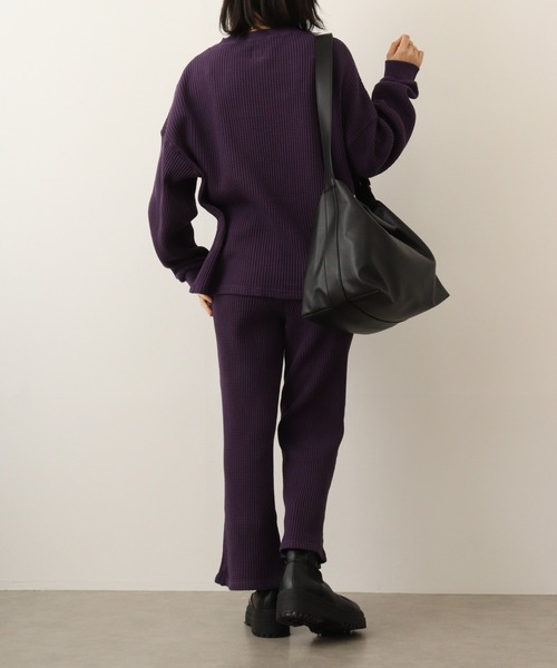 Arinomama(アリノママ)の「Arinomama 綿100%ワッフル ストレートパンツ(その他パンツ・レディース・スミクロ/アイボリー/ダークパープル/ブルー・F)」の18枚目の写真