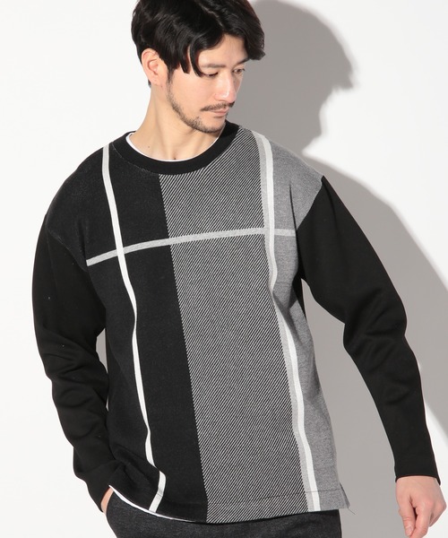 UNION STATION(ユニオンステーション)の「ニット×ダンボールクルネックーロンT(Tシャツ/カットソー・メンズ・ブラック/ベージュ/ホワイト・M/L/LL)」の3枚目の写真