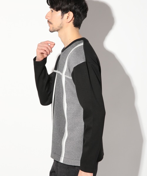 UNION STATION(ユニオンステーション)の「ニット×ダンボールクルネックーロンT(Tシャツ/カットソー・メンズ・ブラック/ベージュ/ホワイト・M/L/LL)」の7枚目の写真