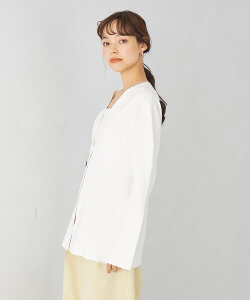 EMMEL REFINES（エメルリファインズ）の「＜EMMEL REFINES＞EM シェイプド Vネック カーディガン（カーディガン/ボレロ・レディース・ホワイト/クリーム/ベージュ・FREE）」の9枚目の写真