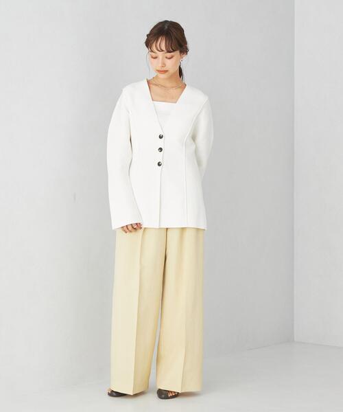 EMMEL REFINES（エメルリファインズ）の「＜EMMEL REFINES＞EM シェイプド Vネック カーディガン（カーディガン/ボレロ・レディース・ホワイト/クリーム/ベージュ・FREE）」の12枚目の写真