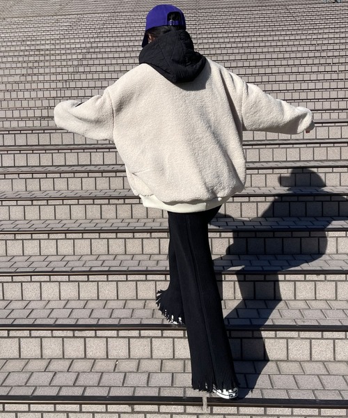 wee9s（ウィークス）の「fringe knit flare pant / フリンジニットフレアパンツ（スウェットパンツ・レディース・ブラック/ピンク・FREE/LONG）」の5枚目の写真