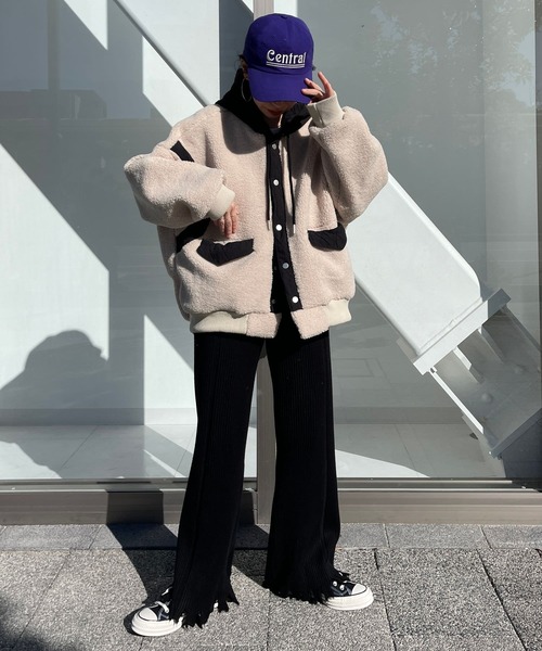 wee9s（ウィークス）の「fringe knit flare pant / フリンジニットフレアパンツ（スウェットパンツ・レディース・ブラック/ピンク・FREE/LONG）」の8枚目の写真