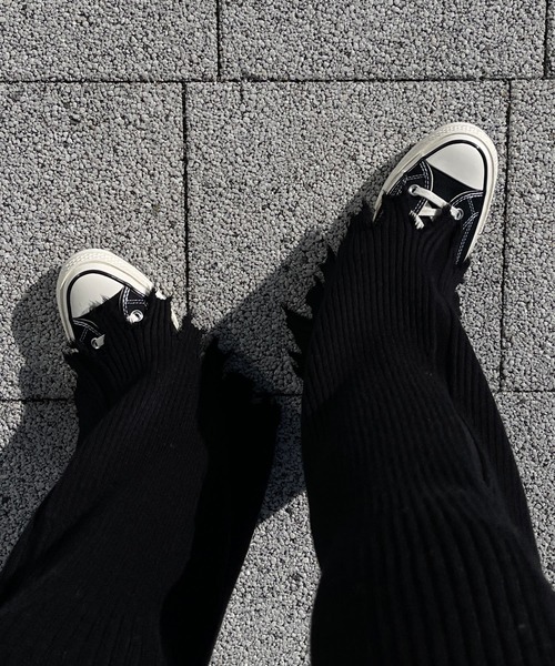 wee9s（ウィークス）の「fringe knit flare pant / フリンジニットフレアパンツ（スウェットパンツ・レディース・ブラック/ピンク・FREE/LONG）」の6枚目の写真