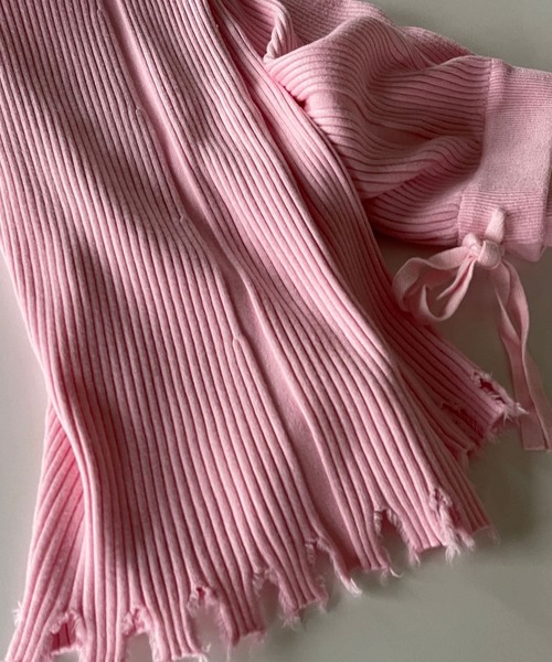 wee9s（ウィークス）の「fringe knit flare pant / フリンジニットフレアパンツ（スウェットパンツ・レディース・ブラック/ピンク・FREE/LONG）」の15枚目の写真