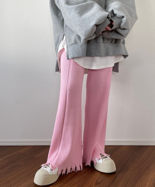 新品 LOEFF W 9G fringe knit フリンジニットパンツ wee9s（ウィークス）の「fringe knit flare pant / フリンジ
