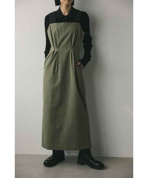 STYLEMIXER(スタイルミキサー)の「ウエストタックジャンパースカート(ワンピース・レディース・ブラック/カーキ・SMALL/MEDIUM)」の2枚目の写真