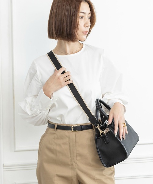 MIAN （ミアン）の「ラインテープショルダーベルト（ショルダーバッグ・レディース・ブラック/セージグリーン/チャコールグレー/ホワイト/ブラック系その他/ブラック×ブラック/ベージュ・FREE）」の16枚目の写真