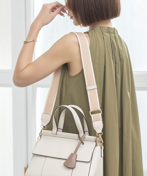 MIAN （ミアン）の「ラインテープショルダーベルト（ショルダーバッグ・レディース・ブラック/セージグリーン/チャコールグレー/ホワイト/ブラック系その他/ブラック×ブラック/ベージュ・FREE）」の21枚目の写真