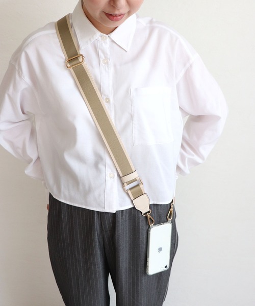 MIAN （ミアン）の「ラインテープショルダーベルト（ショルダーバッグ・レディース・ブラック/セージグリーン/チャコールグレー/ホワイト/ブラック系その他/ブラック×ブラック/ベージュ・FREE）」の8枚目の写真