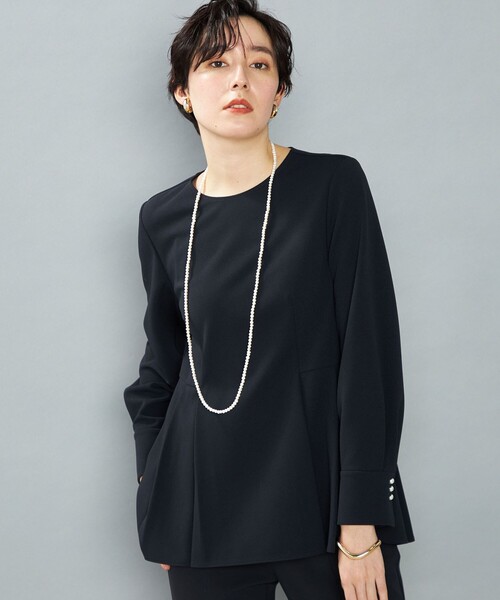 NOLLEY’S（ノーリーズ）の「ウォッシャブルカットジョーゼットサイドタックブラウス（シャツ/ブラウス・レディース・ホワイト/ネイビー/ブラック・FREE）」の11枚目の写真