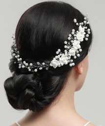 Lace Ladies（レースレディース）の「パール × ビジュー ローズ ボタニカル ヘッド ドレス（その他ヘアアクセサリー）」