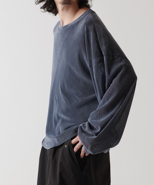 Lui's（ルイス）の「ナイロンチュールフロッキーロンT（Tシャツ/カットソー・メンズ・グレー/ブラック/グリーン・FREE）」の3枚目の写真