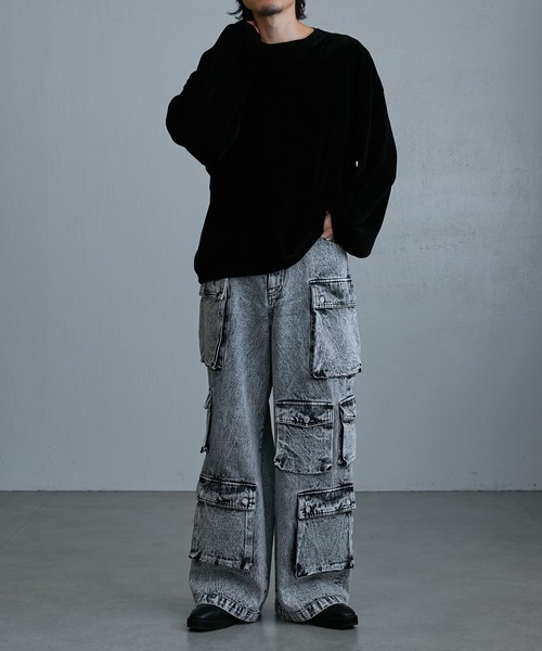 Lui's（ルイス）の「ナイロンチュールフロッキーロンT（Tシャツ/カットソー・メンズ・グレー/ブラック/グリーン・FREE）」の6枚目の写真