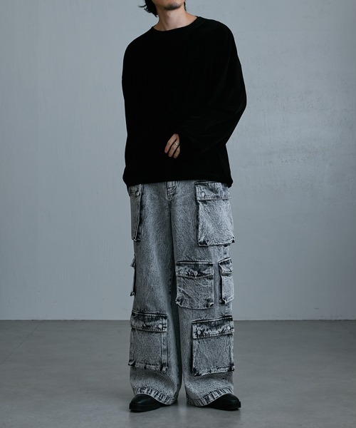 Lui's（ルイス）の「ナイロンチュールフロッキーロンT（Tシャツ/カットソー・メンズ・グレー/ブラック/グリーン・FREE）」の7枚目の写真