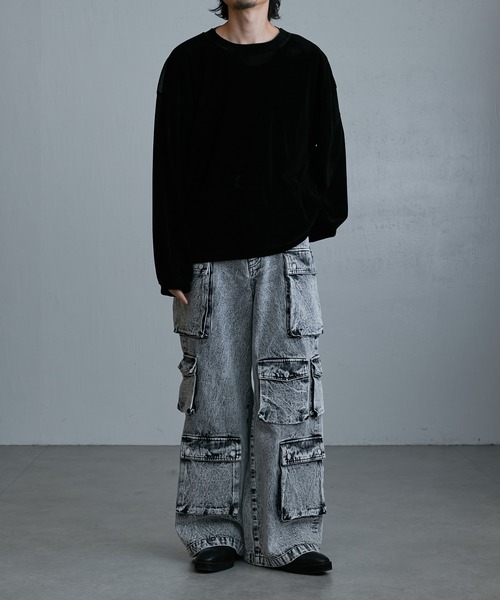 Lui's（ルイス）の「ナイロンチュールフロッキーロンT（Tシャツ/カットソー・メンズ・グレー/ブラック/グリーン・FREE）」の8枚目の写真