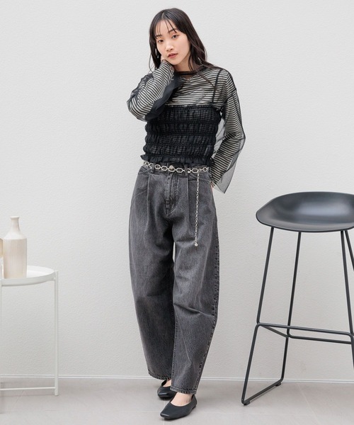 LOWRYS FARM（ローリーズファーム）の「ＣＯＮＥ／カーブパンツ　991523（デニムパンツ・レディース・ブラック/ブルー/ブルー系その他・MEDIUM/LARGE）」の19枚目の写真