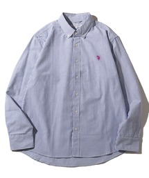 【U.S. POLO ASSN./ユーエスポロアッスン】ワンポイントポニー ボタンダウン ロングスリーブシャツ(オックスフォード・デニム・ストライプ)