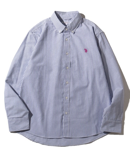 U.S. POLO ASSN.(ユーエスポロアッスン)の「【U.S. POLO ASSN./ユーエスポロアッスン】ワンポイントポニー ボタンダウン ロングスリーブシャツ(オックスフォード・デニム・ストライプ)(シャツ/ブラウス・メンズ・ホワイト/ストライプ/ライラック/インディゴブルー/ネイビー・LL/M/L)」の5枚目の写真