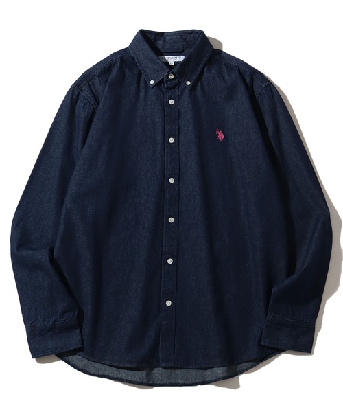 U.S. POLO ASSN.(ユーエスポロアッスン)の「【U.S. POLO ASSN./ユーエスポロアッスン】ワンポイントポニー ボタンダウン ロングスリーブシャツ(オックスフォード・デニム・ストライプ)(シャツ/ブラウス・メンズ・ホワイト/ストライプ/ライラック/インディゴブルー/ネイビー・LL/M/L)」の3枚目の写真
