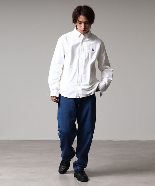 U.S. POLO ASSN.(ユーエスポロアッスン)の「【U.S. POLO ASSN./ユーエスポロアッスン】ワンポイントポニー ボタンダウン ロングスリーブシャツ(オックスフォード・デニム・ストライプ)(シャツ/ブラウス・メンズ・ホワイト/ストライプ/ライラック/インディゴブルー/ネイビー・LL/M/L)」の10枚目の写真