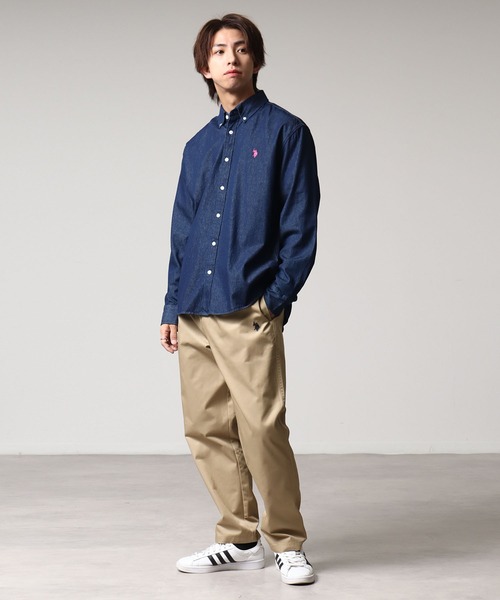 U.S. POLO ASSN.(ユーエスポロアッスン)の「【U.S. POLO ASSN./ユーエスポロアッスン】ワンポイントポニー ボタンダウン ロングスリーブシャツ(オックスフォード・デニム・ストライプ)(シャツ/ブラウス・メンズ・ホワイト/ストライプ/ライラック/インディゴブルー/ネイビー・LL/M/L)」の19枚目の写真