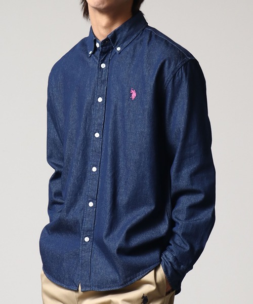 U.S. POLO ASSN.(ユーエスポロアッスン)の「【U.S. POLO ASSN./ユーエスポロアッスン】ワンポイントポニー ボタンダウン ロングスリーブシャツ(オックスフォード・デニム・ストライプ)(シャツ/ブラウス・メンズ・ホワイト/ストライプ/ライラック/インディゴブルー/ネイビー・LL/M/L)」の16枚目の写真