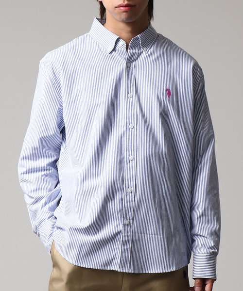 U.S. POLO ASSN.(ユーエスポロアッスン)の「【U.S. POLO ASSN./ユーエスポロアッスン】ワンポイントポニー ボタンダウン ロングスリーブシャツ(オックスフォード・デニム・ストライプ)(シャツ/ブラウス・メンズ・ホワイト/ストライプ/ライラック/インディゴブルー/ネイビー・LL/M/L)」の21枚目の写真