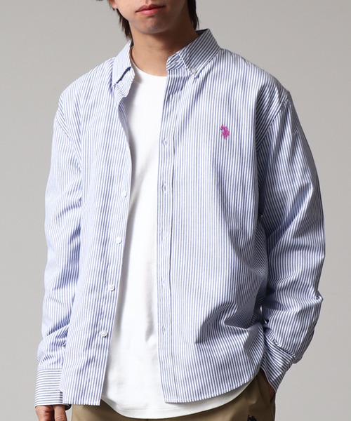 U.S. POLO ASSN.(ユーエスポロアッスン)の「【U.S. POLO ASSN./ユーエスポロアッスン】ワンポイントポニー ボタンダウン ロングスリーブシャツ(オックスフォード・デニム・ストライプ)(シャツ/ブラウス・メンズ・ホワイト/ストライプ/ライラック/インディゴブルー/ネイビー・LL/M/L)」の20枚目の写真