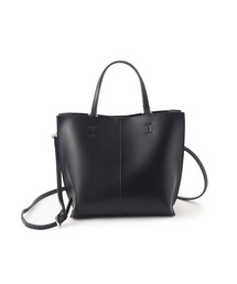 ◆【合皮/2WAY/ショルダー付き】バイカラーバッグ