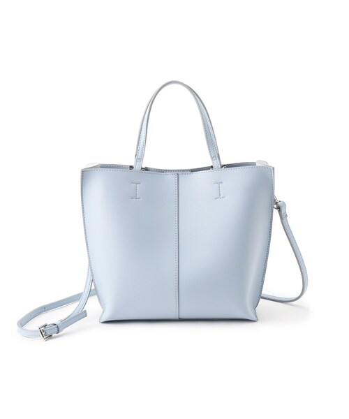 INDIVI（インディヴィ）の「◆【合皮／2WAY／ショルダー付き】バイカラーバッグ（ハンドバッグ・レディース・ブルー系9/ブラック系4/ベージュ系4・00）」の3枚目の写真