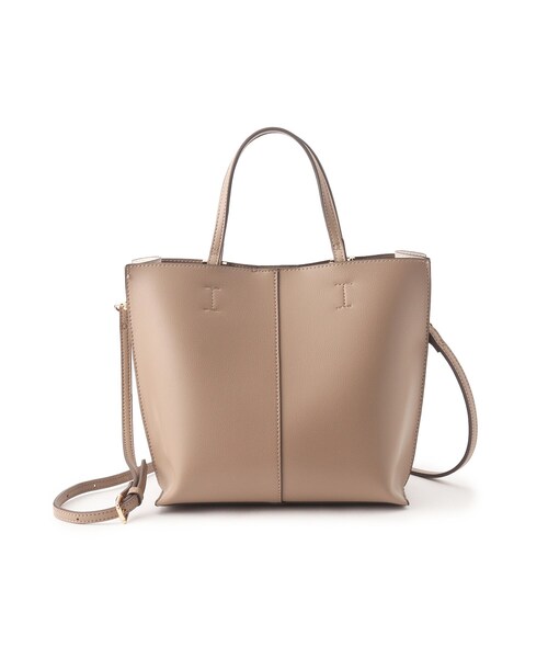 INDIVI（インディヴィ）の「◆【合皮／2WAY／ショルダー付き】バイカラーバッグ（ハンドバッグ・レディース・ブルー系9/ブラック系4/ベージュ系4・00）」の4枚目の写真