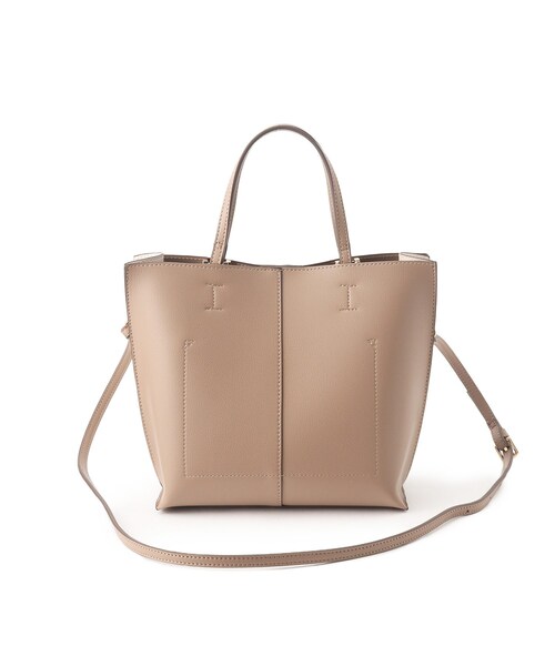 INDIVI（インディヴィ）の「◆【合皮／2WAY／ショルダー付き】バイカラーバッグ（ハンドバッグ・レディース・ブルー系9/ブラック系4/ベージュ系4・00）」の6枚目の写真