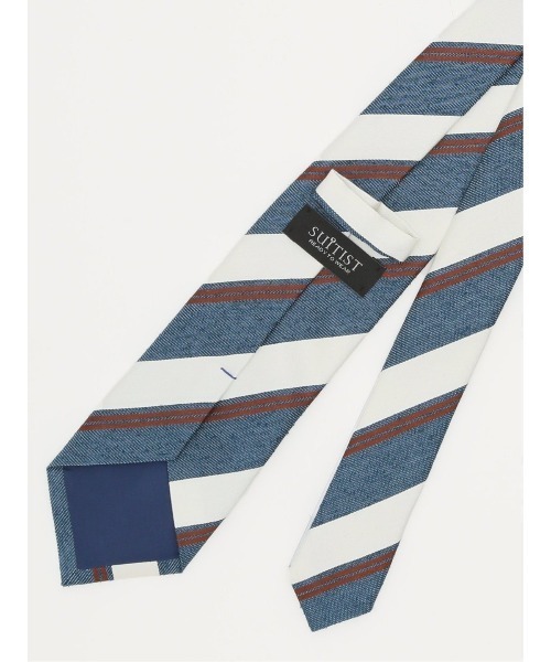 シルク100%】スーティスト 日本製 シルクストライプ柄 ネクタイ 8.0cm