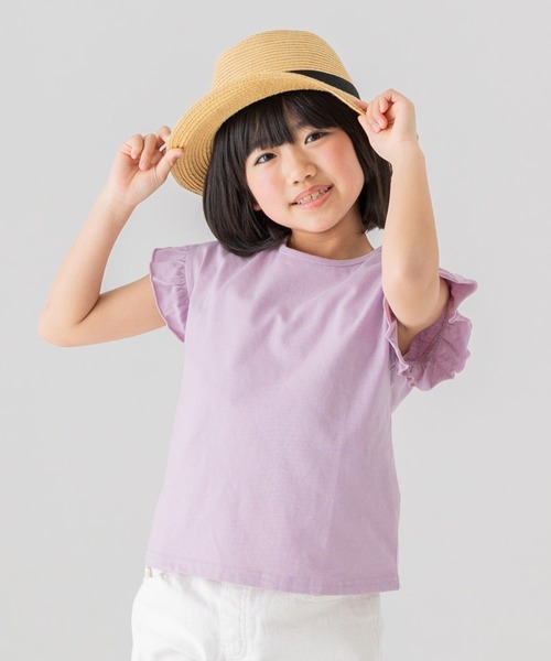 chil2（チルツー）の「コットン100％ 無地フリルTシャツ（Tシャツ/カットソー・キッズ・ミント/ラベンダー/ブラック/スモークピンク/クリーム/サックスブルー/ライトグリーン/オレンジ系/ホワイト/ネイビー・150cm/160cm/80ｃｍ/110cm/100cm/90cm/120cm/140cm/130cm）」の8枚目の写真