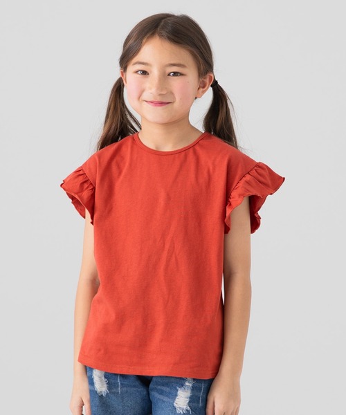 chil2（チルツー）の「コットン100％ 無地フリルTシャツ（Tシャツ/カットソー・キッズ・ミント/ラベンダー/ブラック/スモークピンク/クリーム/サックスブルー/ライトグリーン/オレンジ系/ホワイト/ネイビー・150cm/160cm/80ｃｍ/110cm/100cm/90cm/120cm/140cm/130cm）」の10枚目の写真