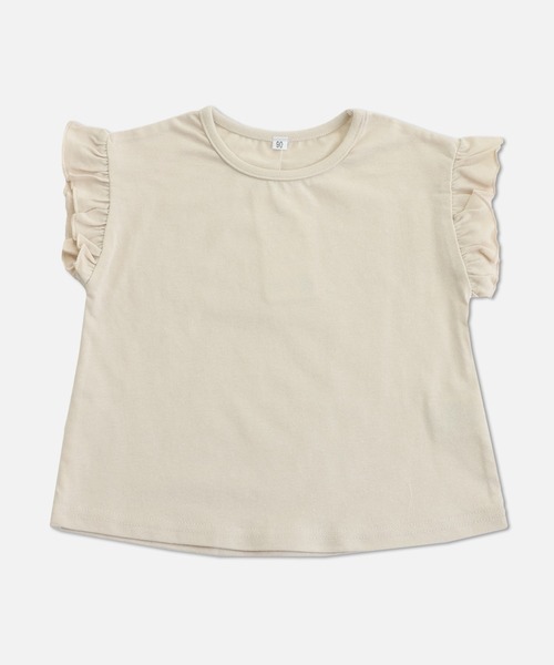 chil2（チルツー）の「コットン100％ 無地フリルTシャツ（Tシャツ/カットソー・キッズ・ミント/ラベンダー/ブラック/スモークピンク/クリーム/サックスブルー/ライトグリーン/オレンジ系/ホワイト/ネイビー・150cm/160cm/80ｃｍ/110cm/100cm/90cm/120cm/140cm/130cm）」の20枚目の写真