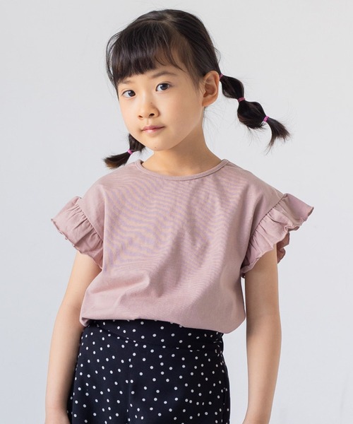 chil2（チルツー）の「コットン100％ 無地フリルTシャツ（Tシャツ/カットソー・キッズ・ミント/ラベンダー/ブラック/スモークピンク/クリーム/サックスブルー/ライトグリーン/オレンジ系/ホワイト/ネイビー・150cm/160cm/80ｃｍ/110cm/100cm/90cm/120cm/140cm/130cm）」の12枚目の写真