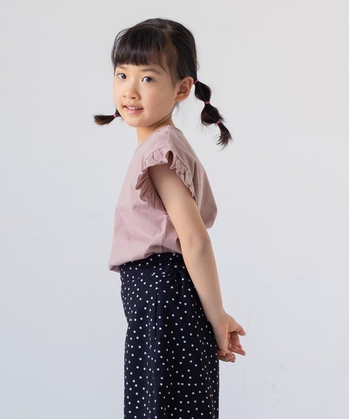 chil2（チルツー）の「コットン100％ 無地フリルTシャツ（Tシャツ/カットソー・キッズ・ミント/ラベンダー/ブラック/スモークピンク/クリーム/サックスブルー/ライトグリーン/オレンジ系/ホワイト/ネイビー・150cm/160cm/80ｃｍ/110cm/100cm/90cm/120cm/140cm/130cm）」の13枚目の写真