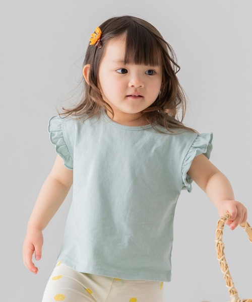 chil2（チルツー）の「コットン100％ 無地フリルTシャツ（Tシャツ/カットソー・キッズ・ミント/ラベンダー/ブラック/スモークピンク/クリーム/サックスブルー/ライトグリーン/オレンジ系/ホワイト/ネイビー・150cm/160cm/80ｃｍ/110cm/100cm/90cm/120cm/140cm/130cm）」の14枚目の写真