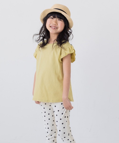 chil2（チルツー）の「コットン100％ 無地フリルTシャツ（Tシャツ/カットソー・キッズ・ミント/ラベンダー/ブラック/スモークピンク/クリーム/サックスブルー/ライトグリーン/オレンジ系/ホワイト/ネイビー・150cm/160cm/80ｃｍ/110cm/100cm/90cm/120cm/140cm/130cm）」の18枚目の写真