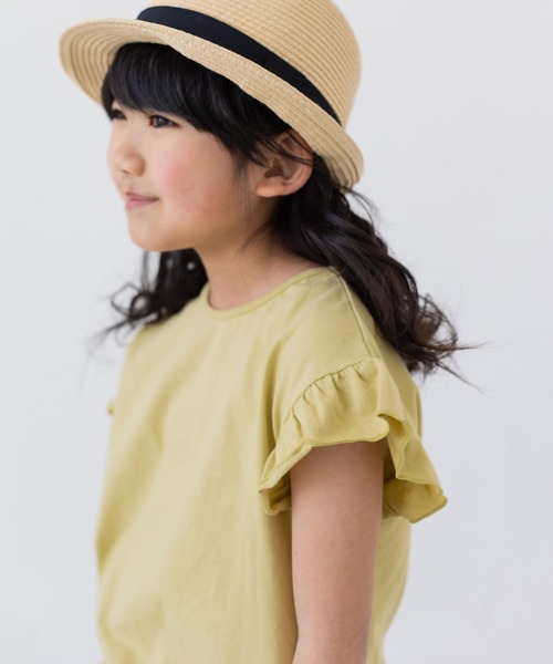 chil2（チルツー）の「コットン100％ 無地フリルTシャツ（Tシャツ/カットソー・キッズ・ミント/ラベンダー/ブラック/スモークピンク/クリーム/サックスブルー/ライトグリーン/オレンジ系/ホワイト/ネイビー・150cm/160cm/80ｃｍ/110cm/100cm/90cm/120cm/140cm/130cm）」の19枚目の写真