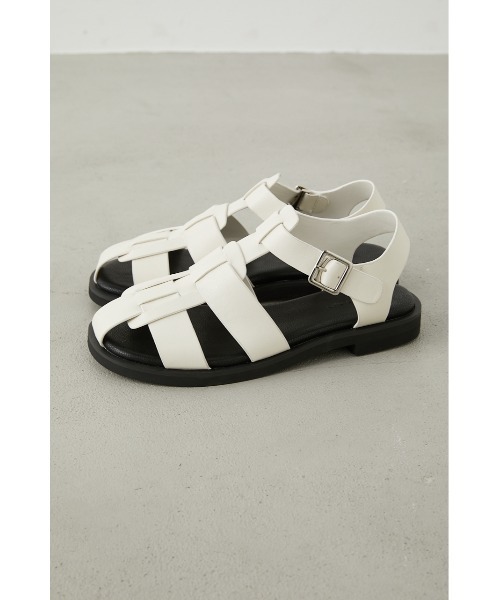 crie conforto（クリーコンフォルト）の「フラットグルカサンダル（サンダル・レディース・ホワイト/ブラック・SMALL/MEDIUM/LARGE/LL）」の4枚目の写真