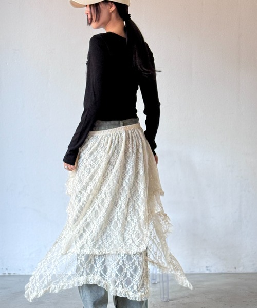 Y2K SYNAPSE FACTORY（ワイツーケー シナプスファクトリー）の「レースイレギュラーカットスカート（スカート・レディース・アイボリー・FREE）」の6枚目の写真