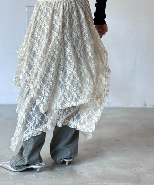 Y2K SYNAPSE FACTORY（ワイツーケー シナプスファクトリー）の「レースイレギュラーカットスカート（スカート・レディース・アイボリー・FREE）」の7枚目の写真