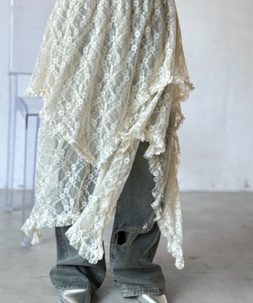 Y2K SYNAPSE FACTORY（ワイツーケー シナプスファクトリー）の「レースイレギュラーカットスカート（スカート・レディース・アイボリー・FREE）」の8枚目の写真